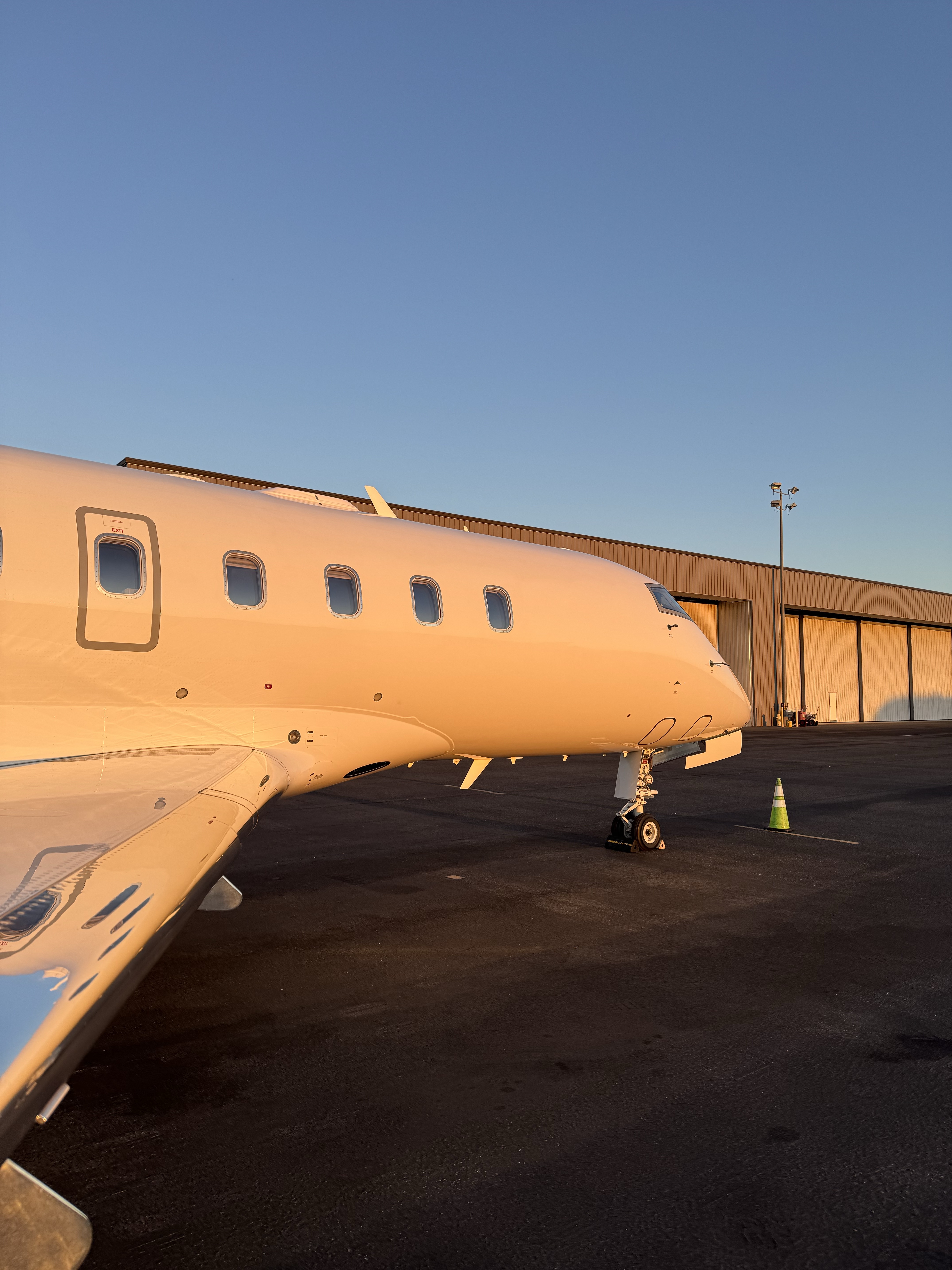 San Jose Aircraft Ceramic Coating — business jet fuselage prepped and polished at golden hour